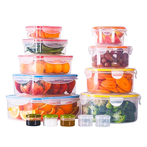 DIDO Frischhaltedosen, luftdichter Kunststoff-Lebensmittelbehälter mit Deckel, BPA-freie Küchenbehälter, gefrierschrank- und mikrowellen- und spülmaschinenfest, 28 Stück