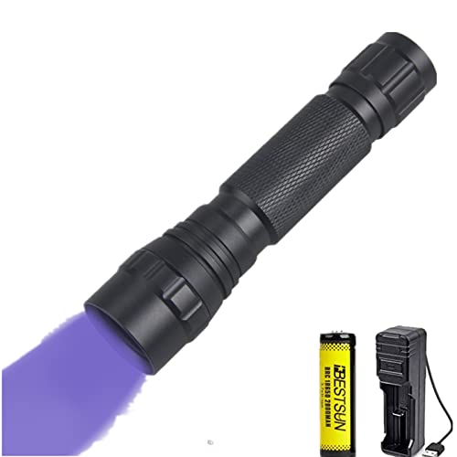 365nm UV-LED-Taschenlampe Wiederaufladbar Ultraviolett-Taschenlampe Blacklight-UV-Lampe Professional zum Erkennen von Mineralien Diamant-Skorpione Dokumentieren Sie die Fluoreszenz in der Kosmetik