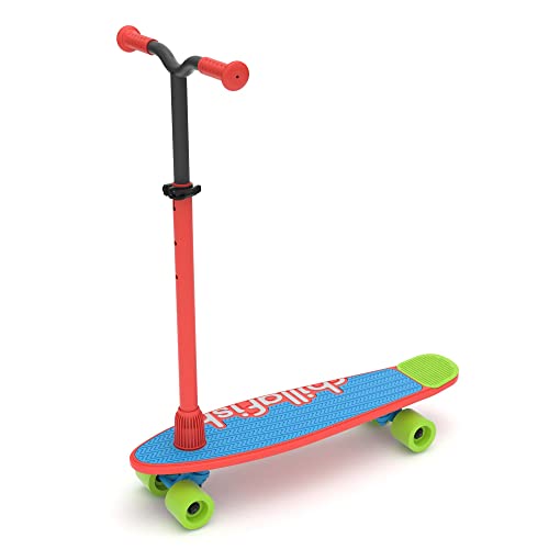 Chillafish Skatieskootie Einsteiger Skateboard und Tretroller mit abnehmbarem Lenker in einem, mehrere Deck & Heck Farboptionen, Kinder Alter 3 +, Rot