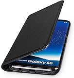 WIIUKA Echt Ledertasche -TRAVEL Nature- für Samsung Galaxy S8 -DEUTSCHES Leder- Schwarz, mit Kartenfach, extra Dünn, Tasche, Leder Hülle kompatibel mit Samsung Galaxy S8