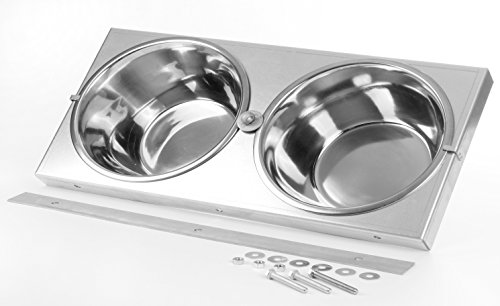 SAUERLAND Futternapf-Set zum Anschrauben mit 2 Edelstahlschüsseln, Hundenäpfe, Wassernapf, Futternapf