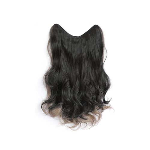 Bequem 1 Stück, Perückenstück für Damen, langes, lockiges Haar, flauschiges, volumenverstärkendes Haarverlängerungsstück, 58 cm, schwarz/braun Atmungsaktiv