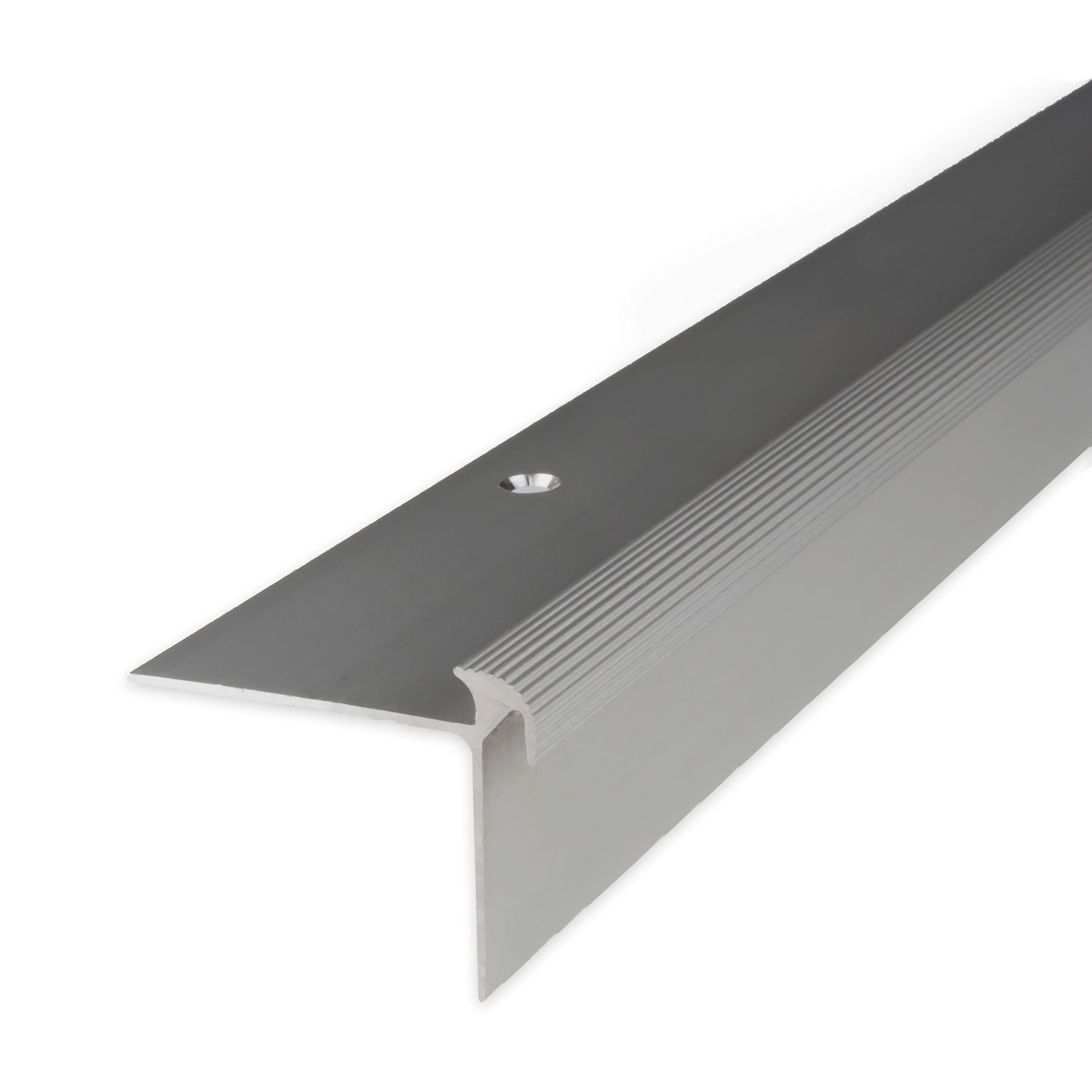 Treppenkante "Naro" | Treppenkantenprofil | Länge 2,7 m | Aluminium | 40 x 30 x 5 mm | Gebohrt | Silber