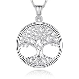 Baum des Lebens Halskette Anhänger Schmuck, Sterling Silber Halsketten für Frauen Stammbaum Charm Anhänger mit 18"Kette＆Fine Jewelry Box, einfache Schmuck Halskette Teen Girls Geschenk für Frauen