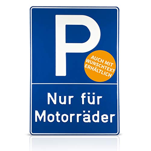 Betriebsausstattung24® Geprägtes Parkplatzschild aus Aluminium | BxH 40,0 x 60,0 cm | Motorräder-Parkplatz