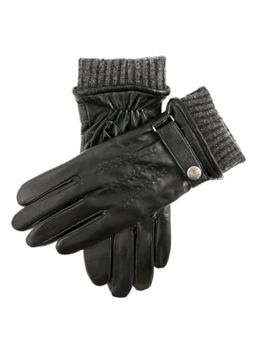 Schwarzer Henley Touchscreen Haarschere Leder Handschuh - Groß von Dents
