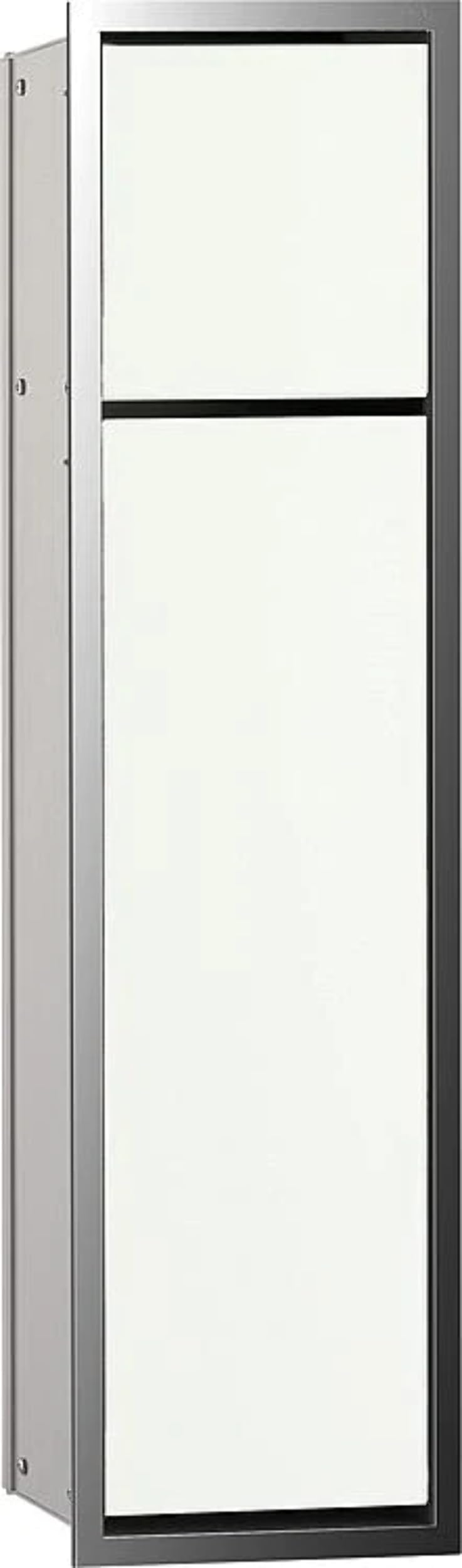 Emco Asis 150 Unterputz-Schrankmodul für das Gäste-WC, Badezimmerschrank als Toilettenpapierhalter & für die Klobürstengarnitur, Hochschrank mit Push to Open-Funktion, optiwhite