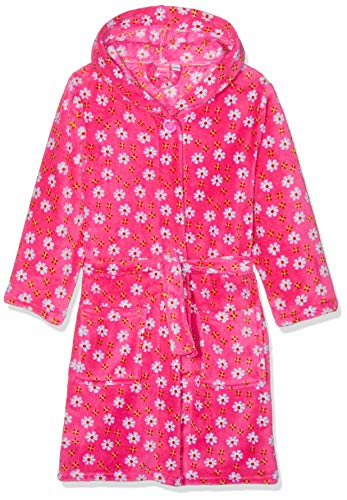 Playshoes Kinder Fleece-Bademantel mit Kapuze, flauschiger Morgenmantel für Mädchen, mit Blumen-Muster