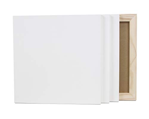 4er Set Größe 40 x 40 cm Malgrund aus Holz, weiß grundiert, Holzmalgrund in 19mm Stärke aus Kiefernholz und Malplatte aus MDF
