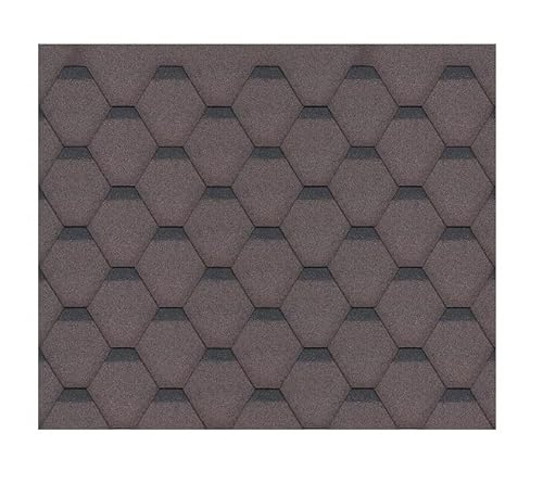 TIMBELA Bitumenschindeln-Set Hexagonal Rock H331BROWN, Braun Bitumen-Dacheindeckung M331 für Gartenhaus