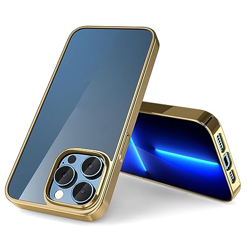Ultradünne Hülle iPhone 15 Pro Max/15 Pro/15 Plus/15, Full Camera transparent Schutz Case Luxus Galvanisierte Stoßfeste Kratzfest Phone Case,Gold,15 6.1''