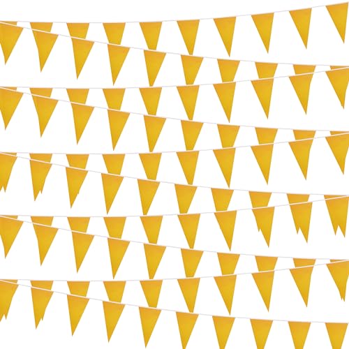 30 m lange orangefarbene Wimpelkette zum Aufhängen, dreieckige Wimpelkette, solide, orangefarbene Blanko-Banner, Flaggen für große Eröffnung, Geburtstagsfeier, Festival, Feier (Orange)