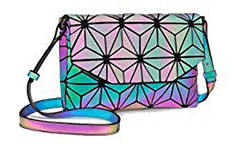 Ulalaza Geometrische leuchtende Einkaufstasche Holographische Geldbörsen und Handtaschen Flash Reflective Crossbody Bag für Frauen