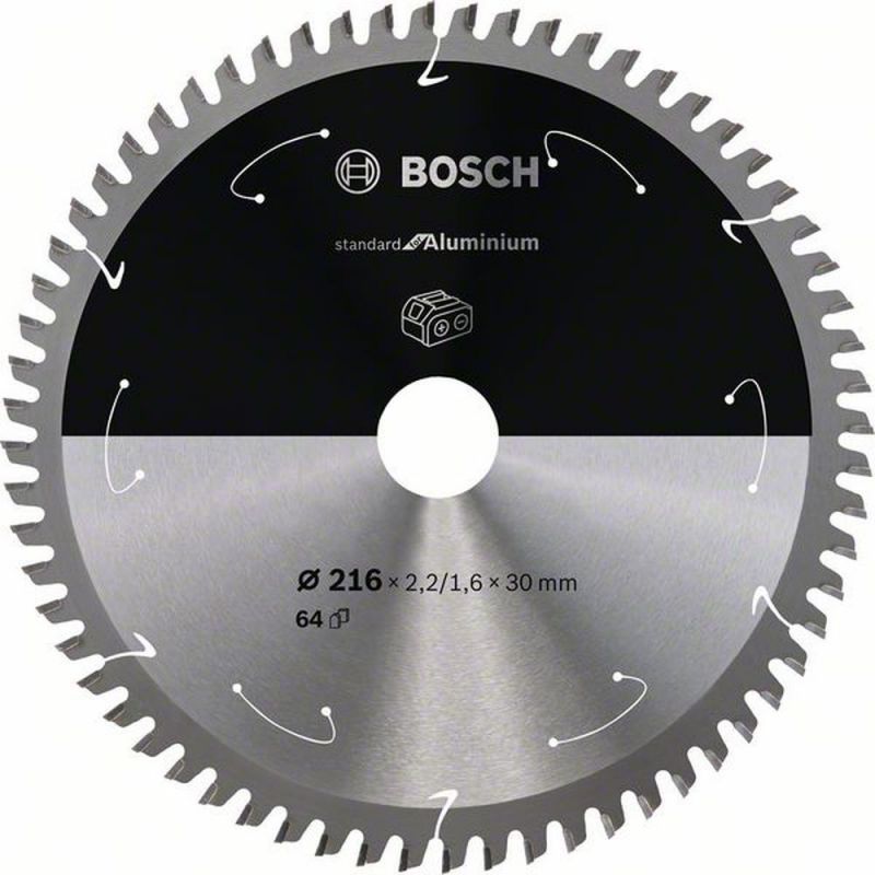 Bosch Akku-Kreissägeblatt Standard for Aluminium, 216 x 2,2/1,6 x 30, 64 Zähne 2608837776