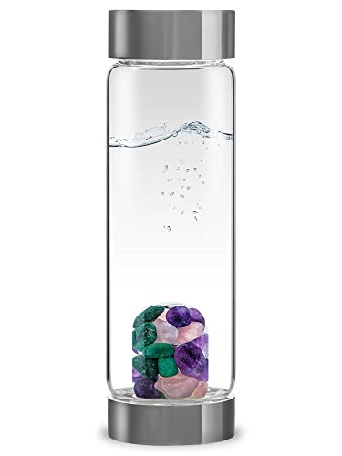 VitaJuwel ViA BEAUTY - Wasserflasche mit Amethyst, Rosenquarz & Aventurin