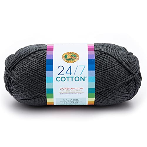 Lion Brand Yarn Company Cotton Yarn, 100 Percent Cotton, Charcoal,15.24x6.35x6.35 cm