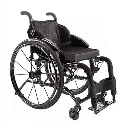 KK-GGL Leichtes Manuelles Rollstuhl, Tragbare Sport -Rollstühle Für Erwachsene, Klappveranstalter Travel -Rollstuhl, Kompakte Faltbare, Selbstgetriebte Rollstuhl, Komfort -Reisestuhl,Black 38cm