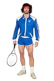80er Jahre Tennisstar Retro Trainingsanzug Tennisspieler 80`s Wimbledon McEnroe Trash Herren-Kostüm, Größe:48