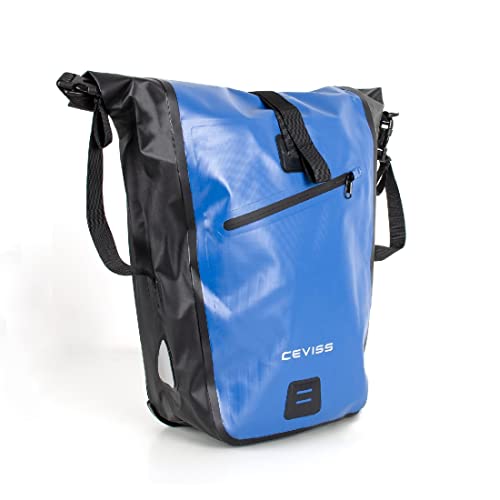 Fahrradtasche blau/schwarz Packtasche 25 L Gepäckträgertasche Wasserdicht Schnellverschluss