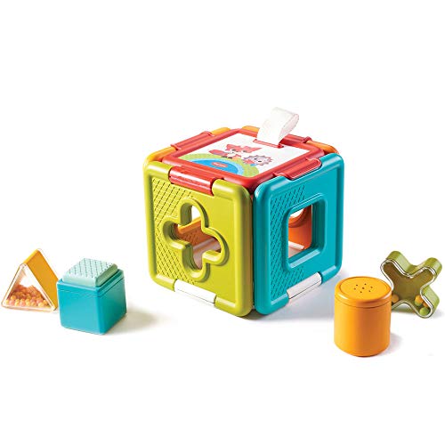Tiny Love 2-in-1 Steckwürfel & Spielwürfel, interaktives Babyspielzeug zum Spielen und lustigen Puzzeln, nutzbar ab ca. 6 Monate, Meadow Days