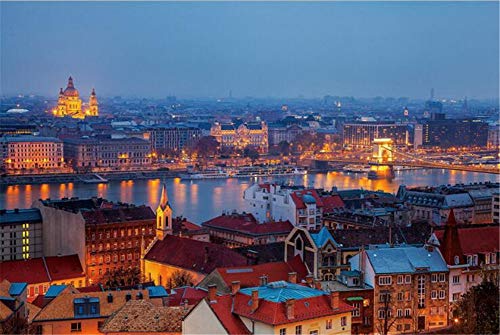 SUPERPOWER® 1000 Stück Hölzern Europäisches Budapester Nacht Himmel Horizont See Gebäude Landschaft Foto Erwachsene Übung Gehirne Bodenspiele Puzzles