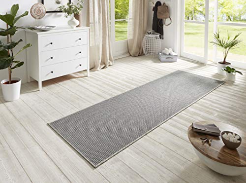 BT Carpet Flachgewebe Läufer Nature 600 Silber, Größe 80x500 cm, Für In- und Outdoor geeignet (100% Polypropylen, UV- und Feuchtigkeitsresistent, Fußbodenheizung geeignet)