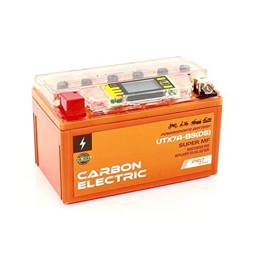 Carbon Electric UTX7A-BS Batterie Mit Stromtester Motorradbatterie YTX7A-BS 12V 7Ah Motorrad Roller Rollerbatterie