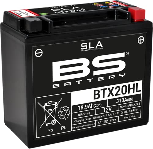 BS Battery 300689 BTX20L AGM SLA Motorrad Batterie, Schwarz