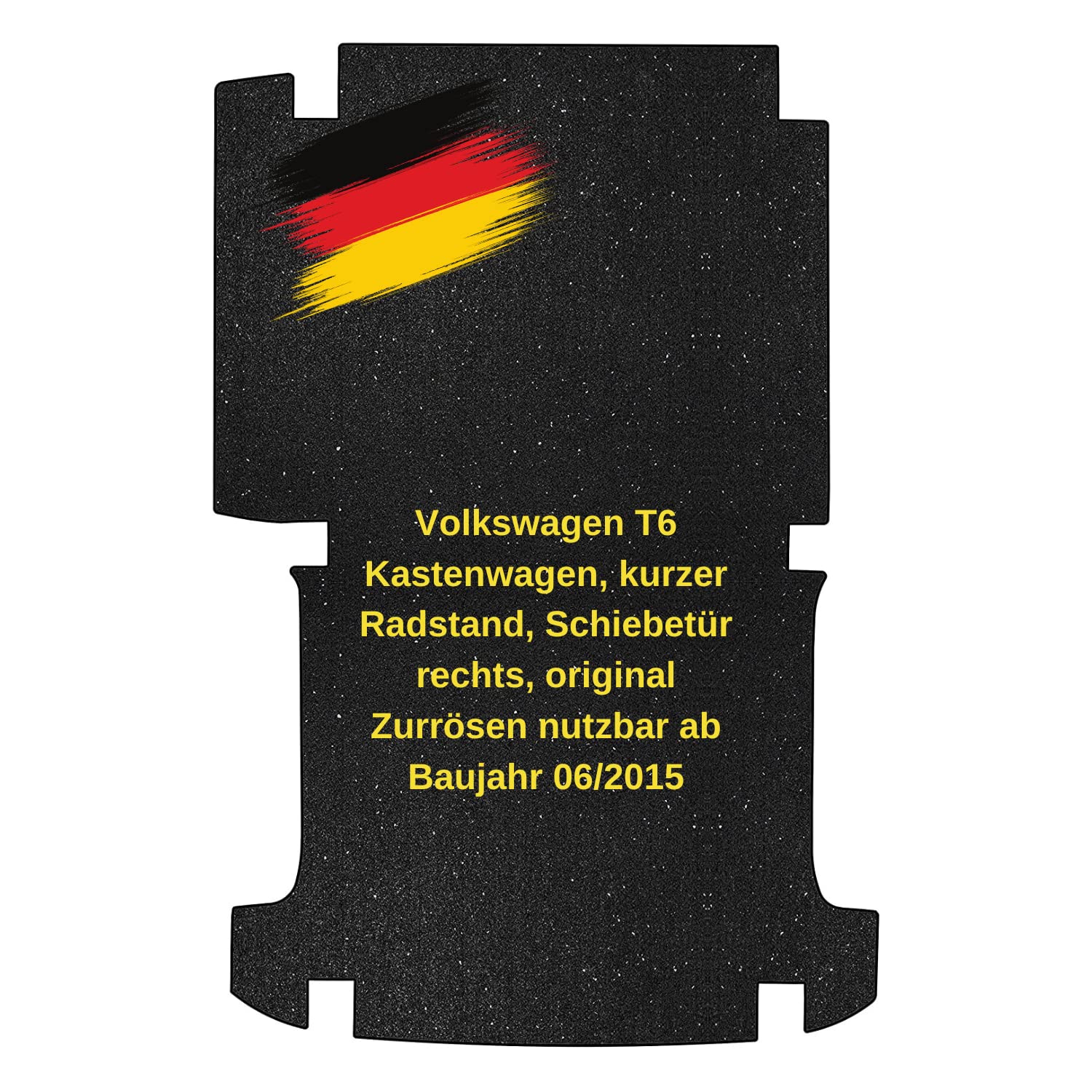 aruma® Antirutschmatte kompatibel für VW T6 Kastenwagen, kurzer Radstand, Schiebetür rechts, original Zurrösen nutzbar ab Baujahr 06/2015 | rutschfeste Unterlage | Schützt vor Verschmutzung