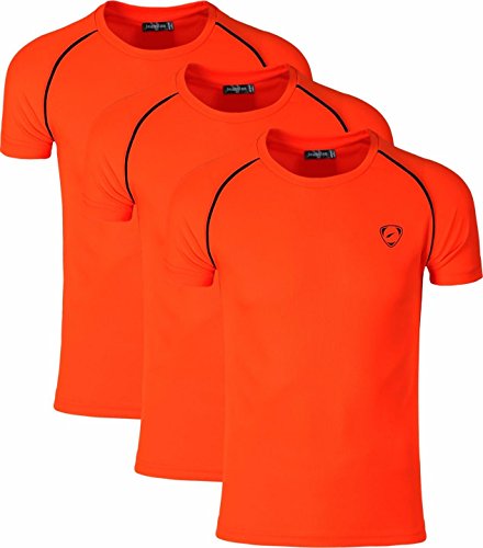 jeansian Herren Sportswear 3 Packs Sport Slim Quick Dry Short Sleeves Compression T-Shirt Tee LSL182 PackI L