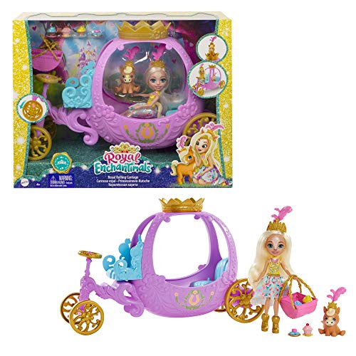 Enchantimals GYJ16 - Spielset Rollende Kutsche für Prinzessinnen (20,5 cm), aus der Royals Kollektion, Peola Pony Puppe und Tierfigur, 7 Zubehörteile, tolles Geschenk für Kinder von 3 bis 8 Jahren