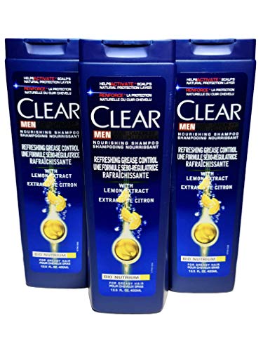 3x400ml Clear Men Anti-Schuppen Shampoo - Refreshing Grease CONTROL mit Lemon Extract , Für Männer, für fettiges Haar ,Sparpack
