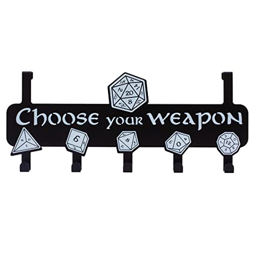 getDigital Türgarderobe Choose Your Weapon - Garderobenleiste aus rostfreiem Stahl mit 5 Kleiderhaken - RPG Fanartikel Deko für Rollenspieler - Schwarz, 39 x 13,3 cm