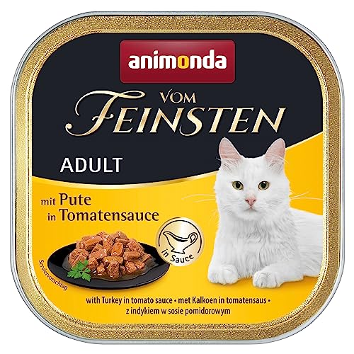 Animonda Vom Feinsten Adult Katzenfutter, Nassfutter für ausgewachsene Katzen, mit Pute in Tomatensauce, 32 x 100 g