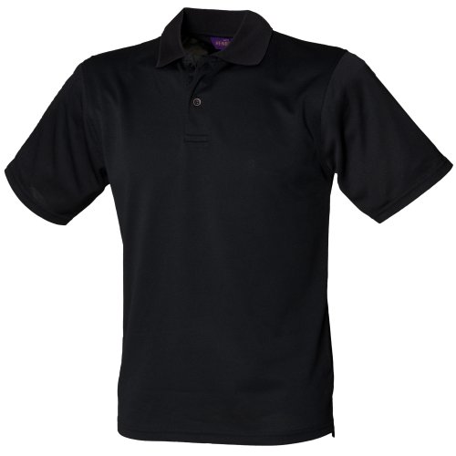 Henbury Herren Polo-Shirt Coolplus Pique (2XL) (Schwarz)