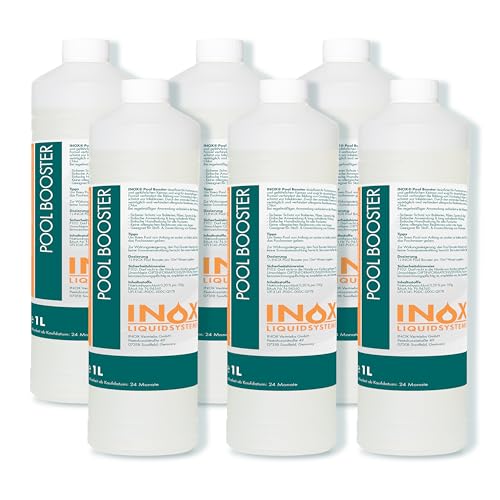 INOX® Pool Booster, 6 x 1L - Poolreiniger Algenentferner Pooldesinfektion