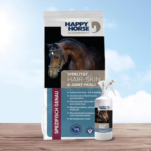 HAPPY HORSE Hair, Skin & Joint Müsli 14 kg + Beauty Spray - für gesunde Haut und Fell
