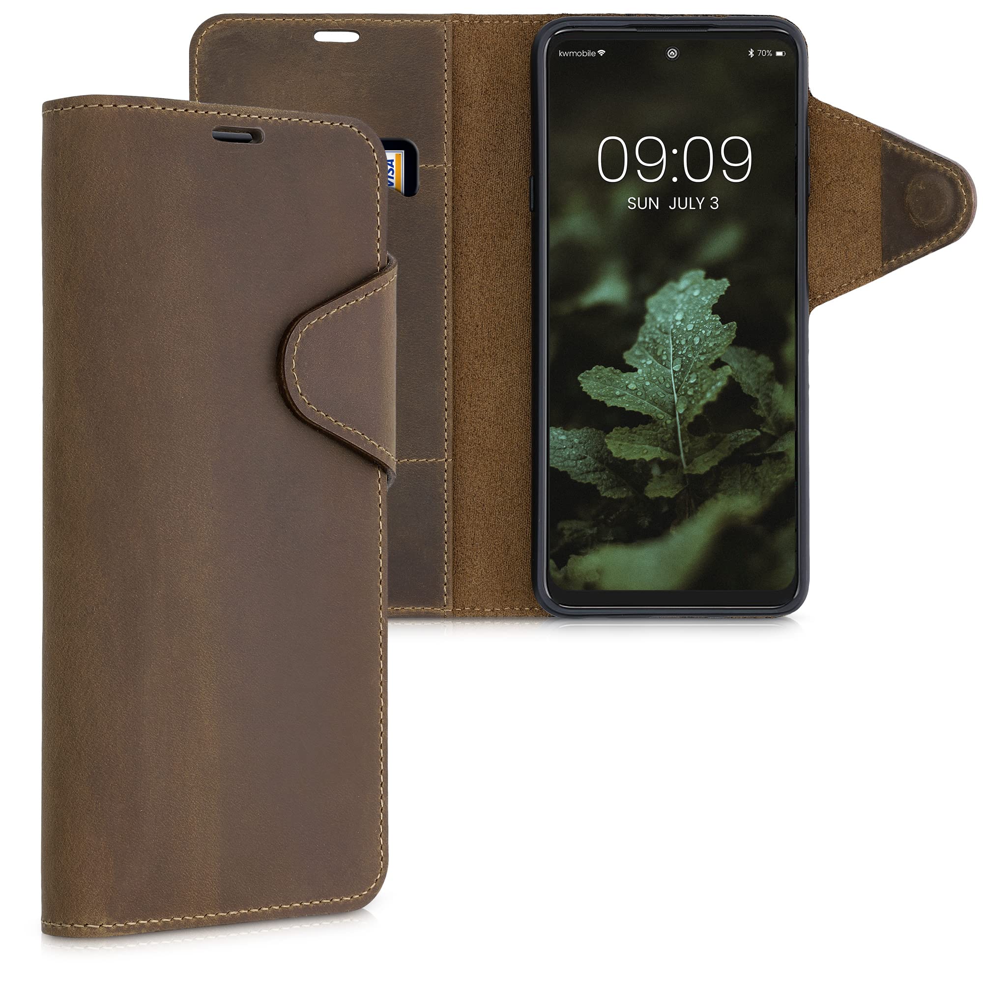kalibri Hülle kompatibel mit Motorola Edge 20 Lite - Leder Handyhülle Handy Case Cover - Schutzhülle in Braun