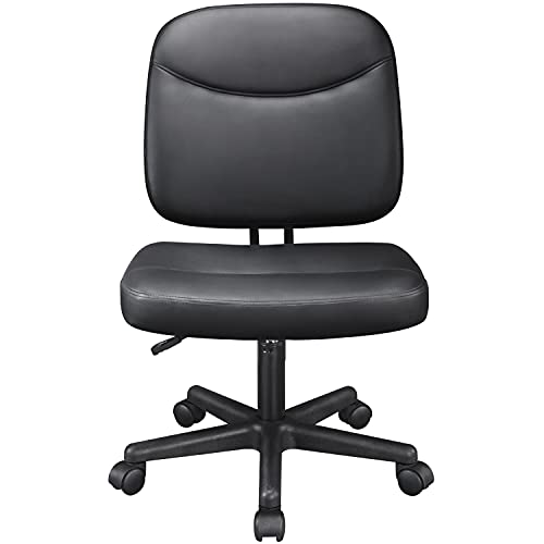 Yaheetech Bürostuhl Kunstleder Drehstuhl Schreibtischstuhl ohne Armlehnen Chefsessel auf Rollen Computerstuhl Arbeitsstuhl Extra Große Sitzfläche Schwarz