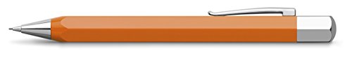 Faber-Castell 137502 - Drehbleistift ONDORO Edelharz, Minenstärke: 0,7 mm, inklusive Geschenkverpackung, Schaftfarbe: orange / silber