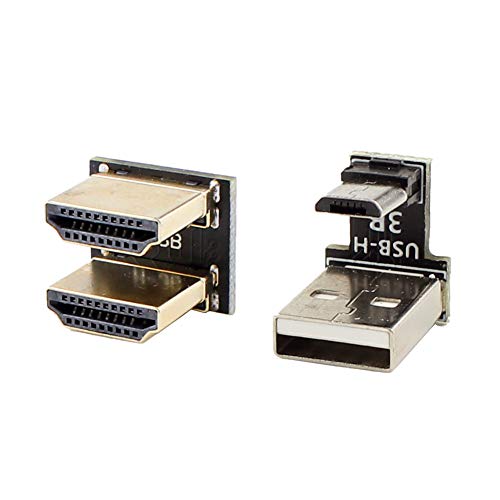 ELECROW Micro-USB (Stecker) auf USB-A (Buchse) Adapter & HDMI-Adapter (180 Grad Winkel, Stecker auf Stecker) Kit für ELECROW RC070S 17,8 cm Monitor