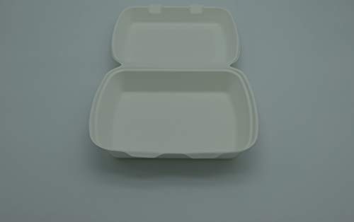 Blanc HYGIENIC Menübox ungeteilt – 200x Lunchboxen, biologisch abbaubare Dinnerbox aus Bagasse, umweltfreundliche Menüschale für to go und take away Essen, mittel-groß