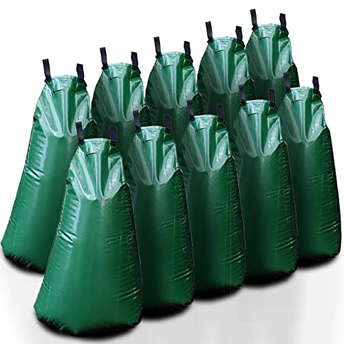 KIRCHHOFF 988975400 10er Set Baumbewässerungssack 75 Liter, Bewässerungssack für Bäume, grüner Wassersack zur Baumbewässerung bei Hitze und Dürre, robuster Baumbeutel