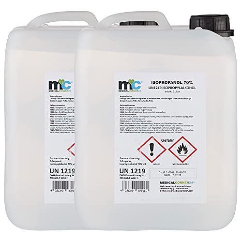 Medicalcorner24® Isopropanol 70%, Isopropylalkohol 2 x 5 Liter Kanister, Alkohol