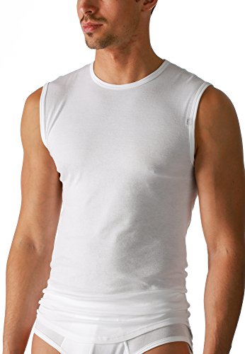 2er Pack Mey Herren Shirt - Größe 6 - Weiß - Unterhemd mit Rundhals-Ausschnitt - Ohne Arm - Pima Baumwolle supergekämmt - 2801 Noblesse