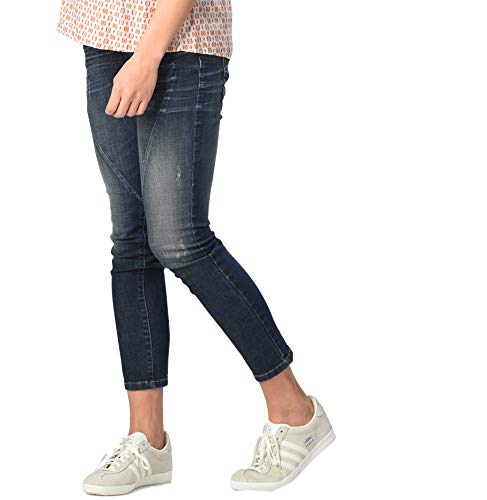 Christoff Schwangerschaftshose Umstandsjeans Five-Pocket-Jeans - Slim - normaler Bund Used-Optik - elastisches Bauchband - 22/94 - blau - 38 / L32