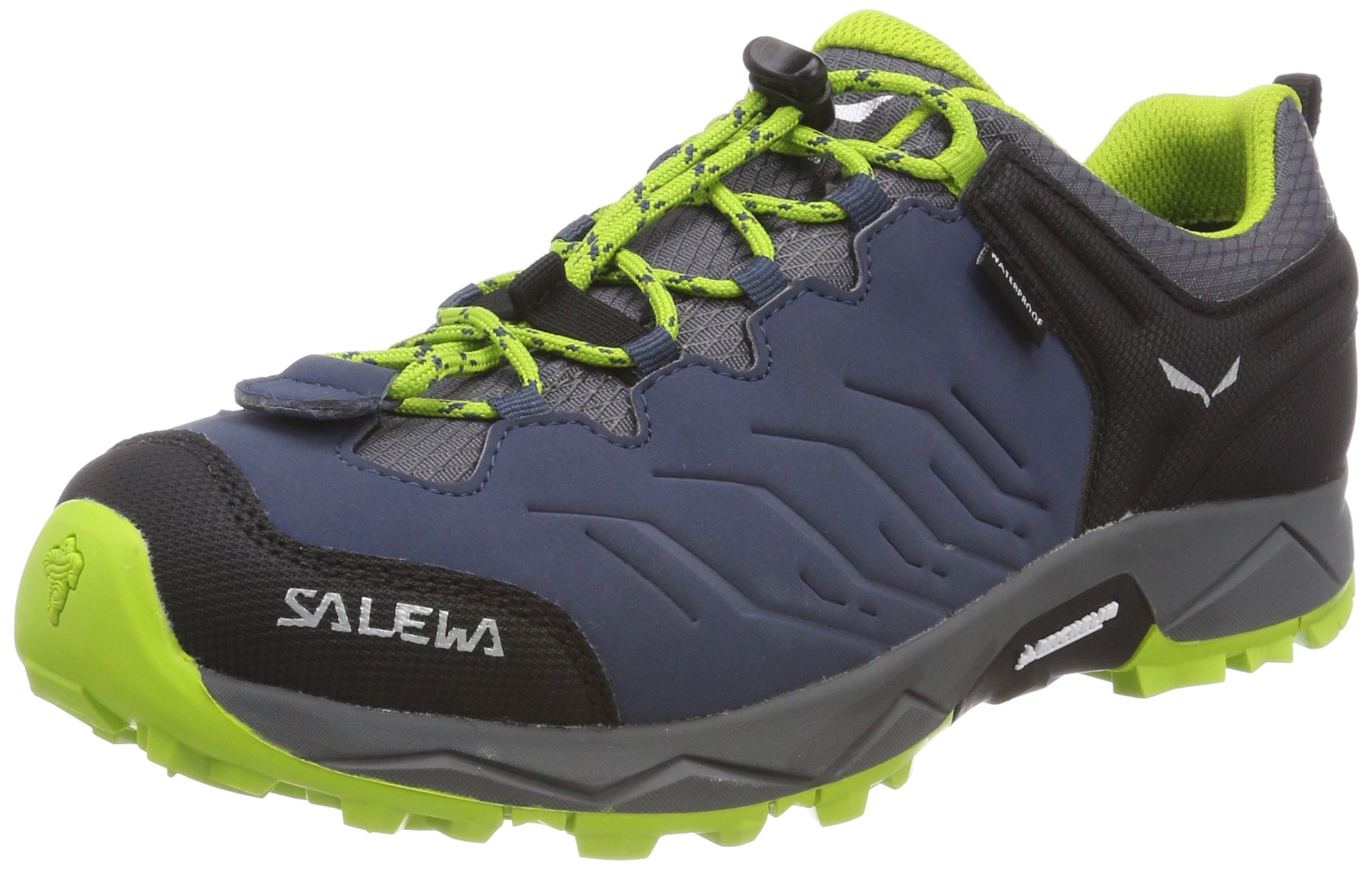 Salewa JR Mountain Trainer Waterproof Unisex-Kinder Trekking- & Wanderstiefel, Blau (Dark Denim/Cactus), 38 EU