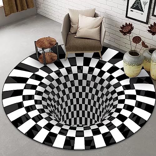 3D Vortex Teppich, Bottomless Hole Optical Illusion Area Teppiche Runde Rug Für Wohnzimmer Schlafzimmer Esszimmer Fußmatte Küchenfußmatten,160CM, Type C