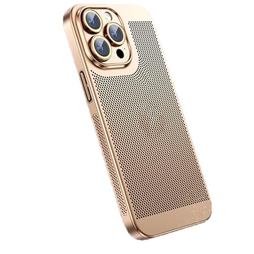 LXURY Hülle für iPhone 15 Pro Max/15 Pro/15, Galvanisierte PC Kratzfest Handyhülle mit Screen Kamera Schutz Ultradünne Stoßfeste Schutzhülle,Gold,15 Pro Max''