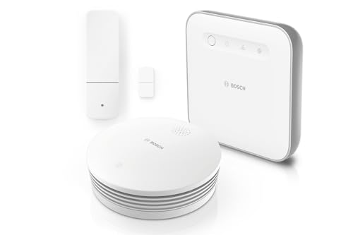 Bosch Smart Home Starter Set Einbruchschutz mit Rauchmelder II und Tür-/Fensterkontakt II Plus, mit App Steuerung, kompatibel mit Apple Homekit - Amazon Edition